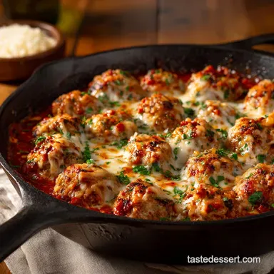 Cheesy Turkey Meatball Skillet: Easy One-Pan 40-Minute Dinner Recipe Card