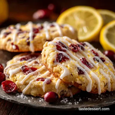 Lemon Cranberry Cookies: Easy Chewy Recipe with Tart Lemon Glaze Recipe Card