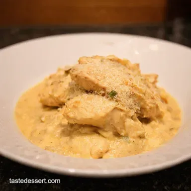 Creamy Chicken Lazone Garlic Parmesan Comfort Food Recipe Card