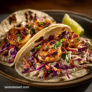40Minute Healthy Shrimp Tacos Recipe with Creamy Chipotle Slaw Recipe Card