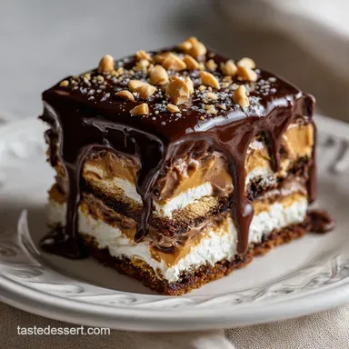Chocolate Peanut Butter Lasagna No-Bake