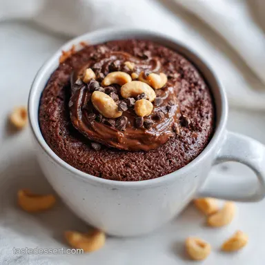 Chocolate Peanut Butter Protein Mug Cake in 4 Minutes Recipe Card