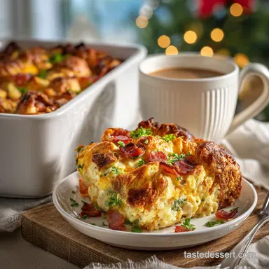 Christmas Breakfast Casserole: Custardy Bake Recipe Card