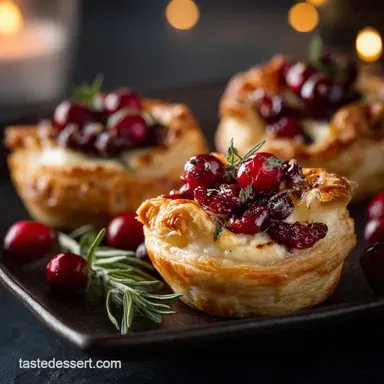 Christmas Eve Appetizers: Flaky Cranberry Brie Pastry Tarts Recipe Card