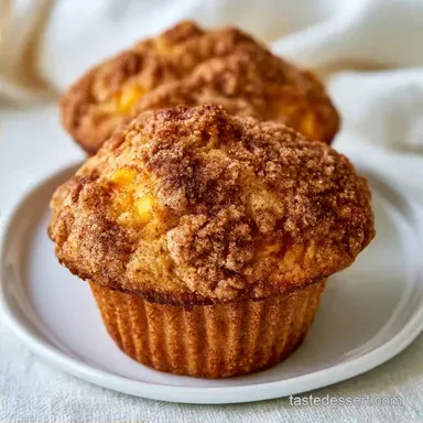 Cinnamon Peach Muffins with Brown Sugar