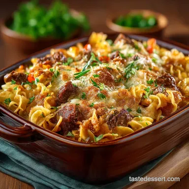 Our Best Amish Yumasetti Casserole Rich Beef and Noodle Bake Recipe Card