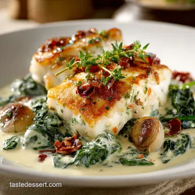 Classic Fish Florentine Recipe Baked Cod with Creamy Mornay Sauce Recipe Card