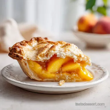 Classic Peach Pie with Fresh Peaches for 8 Servings Recipe Card