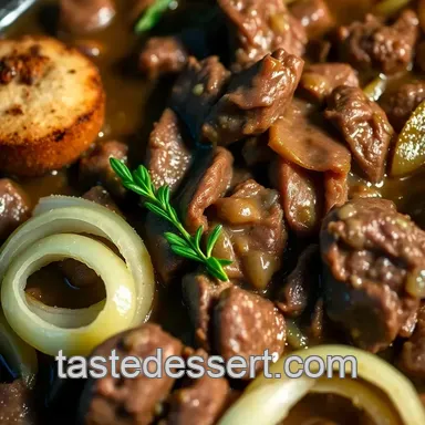 Classic Pub-Style Liver and Onions presentation