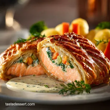 Salmon Wellington: Classic En Croute Recipe for Impressive Dinner Recipe Card