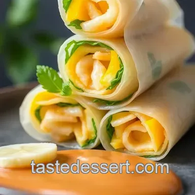 Dessert with Rice Paper: Easy Coconut Mango Rolls with Dipping Sauce! Recipe Card