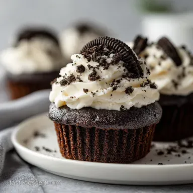 Cookies and Cream Cupcakes: Moist Chocolate Cupcakes for 15 Recipe Card