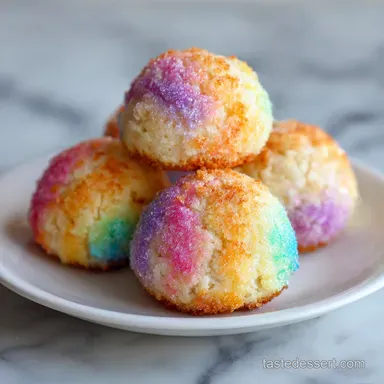 Crispy Cotton Candy Cheesecake Bombs for 12 Recipe Card