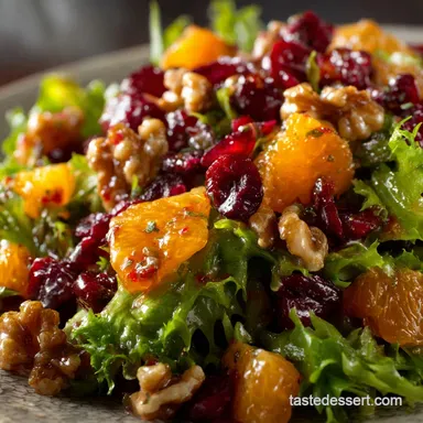 Cranberry Walnut Salad: Festive Side with Bright Orange Vinaigrette Recipe Card