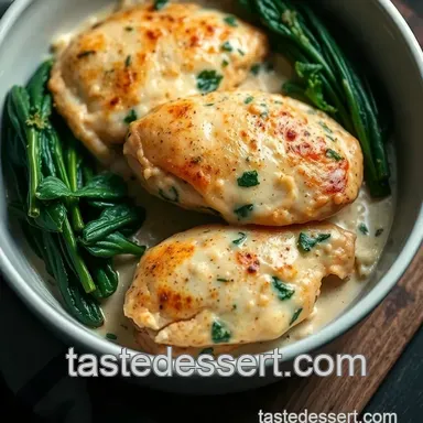 Creamy Artichoke & Spinach Dip-Stuffed Chicken Breast presentation