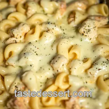My Family’s Favorite Creamy Chicken Alfredo Casserole Delight Recipe Card