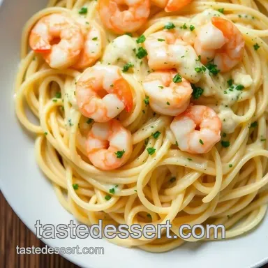 Creamy Dreamy Shrimp Linguini Alfredo presentation