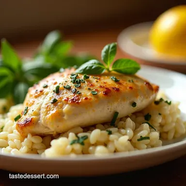 Creamy Lemon Herb Oven Baked Chicken and Rice Easy Recipe Card