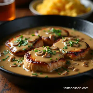 Juicy Smothered Pork Chops in Creamy Mushroom Sauce Recipe Card