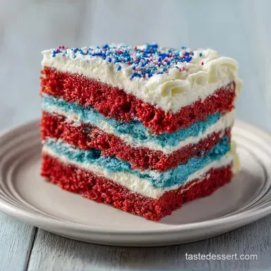 Creamy Patriotic Cake for 20 Servings Recipe Card