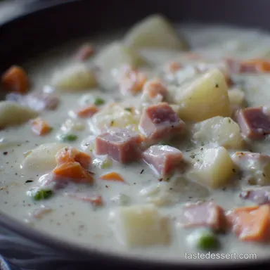 Creamy Slow Cooker Ham and Potato Soup Proper Comfort Food Recipe Card