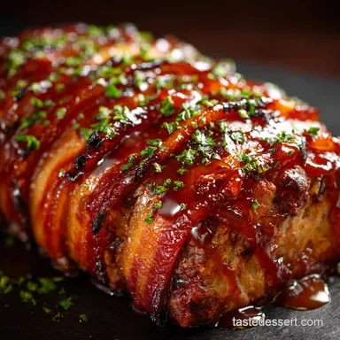 The Sunday Best Bacon Wrapped Meatloaf with Sticky Ketchup Glaze Recipe Card