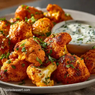 Spicy Buffalo Cauliflower Bites: Baked, Crispy Vegan Wings. Recipe Card