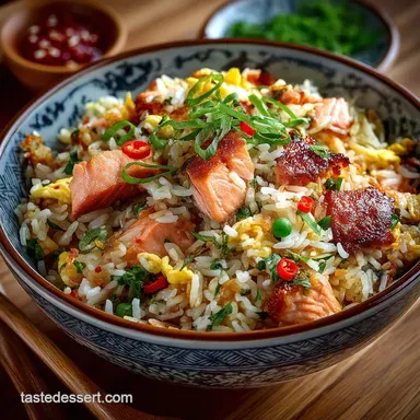 Foolproof Crispy Salmon Fried Rice Recipe Ready in 30 Mins Recipe Card
