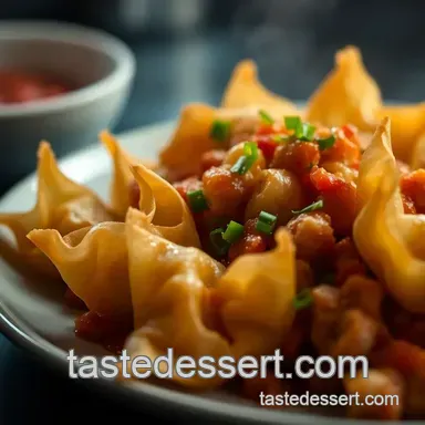 Crispy Golden Fried Wontons with Sweet Chilli Dipping Sauce presentation