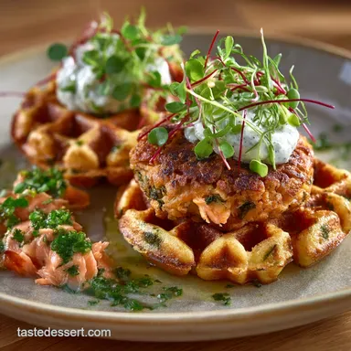Proper Savoury Waffles and Salmon Cakes The Sophisticated Brunch Recipe Card