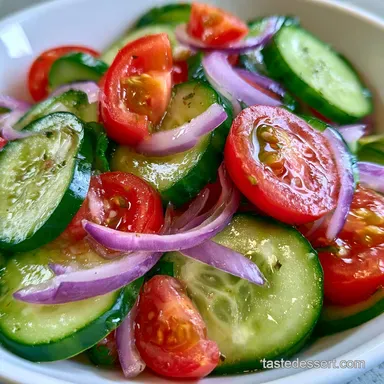 Cucumber Tomato Onion Salad for 4 Recipe Card