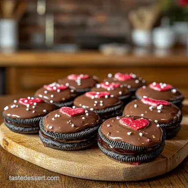 Valentine Oreos Chocolate Dipped Easy Gourmet Cupids Crunch Recipe Recipe Card