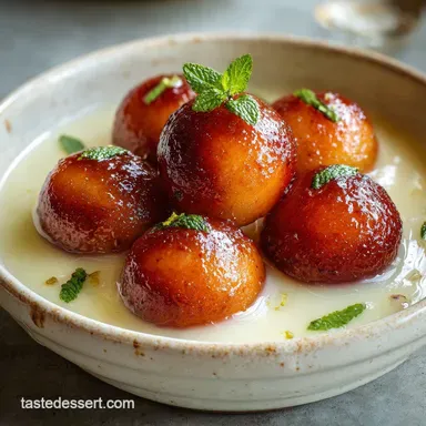 Custard Gulab Jamun with Silky Custard (Yields 8)