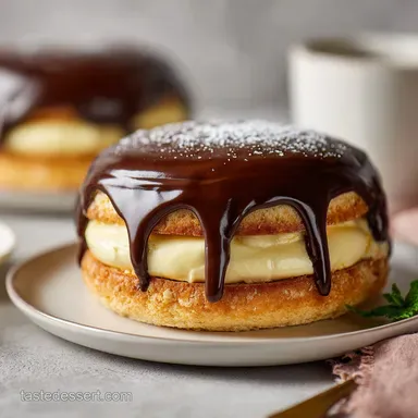 Boston Cream Pie with Chocolate Ganache: 45 Minute Recipe Recipe Card