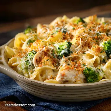 Chicken and Broccoli Noodle Casserole: Easy, Cheesy, and Creamy Comfort Recipe Card