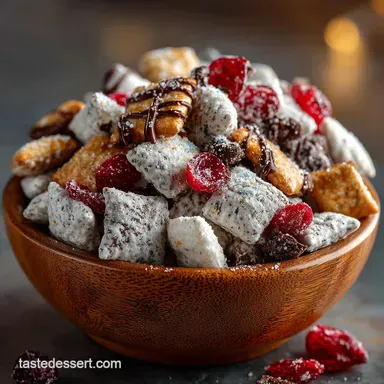 The Best Festive Reindeer Chow Recipe Quick Easy Christmas Muddy Buddies Recipe Card