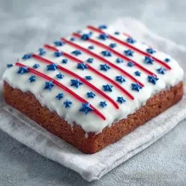 Easy Flag Sheet Cake for 16 Servings Recipe Card