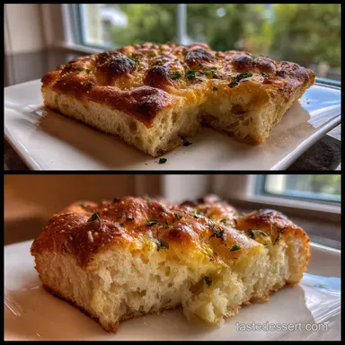 Easy NoKnead Focaccia Crispy Outside Fluffy Dough Recipe Card