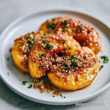 Easy Peach Dessert with Oats: 8 Slices Recipe Card