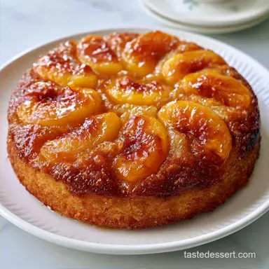 Easy Peach Upside Down Cake for 8 Slices