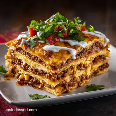 Taco Lasagna: Easy Mexican Lasagna Recipe with Corn Tortillas Recipe Card