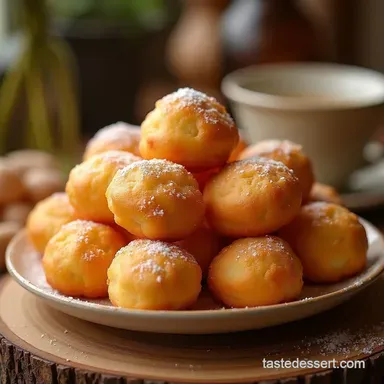 Golden Puffs of Joy Easy Classic Italian Zeppole Doughnuts Recipe Card