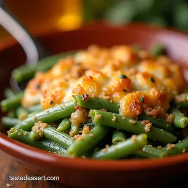 Elevated green bean casserole canned green Grandmas gone gourmet Recipe Card