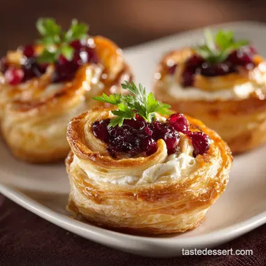 Cranberry Cream Cheese Appetizer Bites Puff Pastry Orange Twist Recipe Card