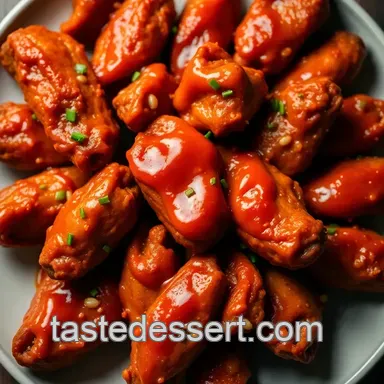 Fiery Hot Wings with Tangy Sauce presentation