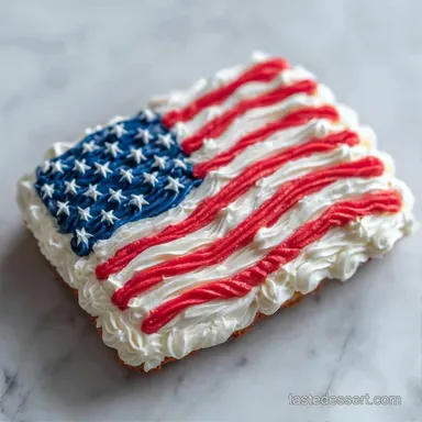 Flag Cake with Cream Cheese Frosting: 1h Recipe Card