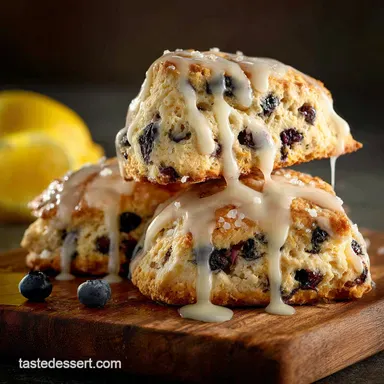 Proper Flaky Blueberry Scones Recipe with Zingy Lemon Glaze Recipe Card