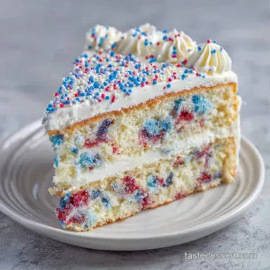 Fluffy Vanilla Flag Cake for 12 Slices Recipe Card