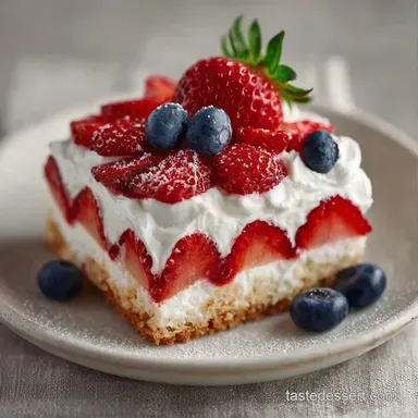 Fresh Fruit Flag Cake for 20 Slices Recipe Card