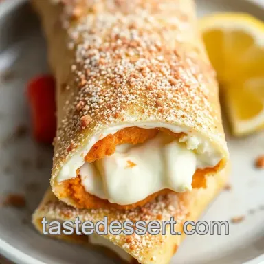Fried Cheesecake Burrito Delight presentation